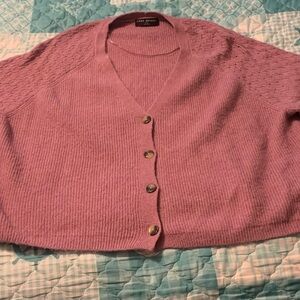 Lane Bryant Dusty Rose V-Neck Button Front Cardigan